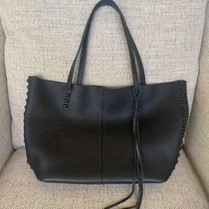 Rebecca Minkoff Black Pebbled Leather Tote w/small leather zip bag
